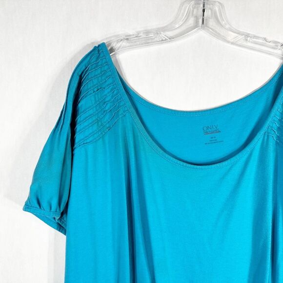 Only Necessities Plus Size 5X Top Turquoise Blue Short Sleeve Scoop Neck 1654 - Picture 6 of 9